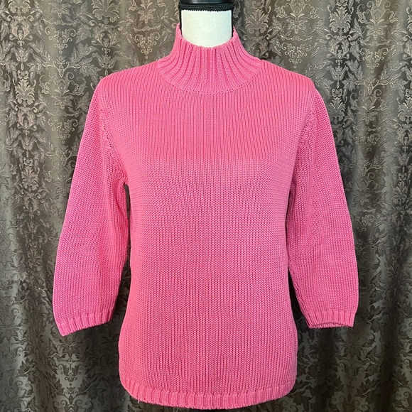 Talbots Sweater 100% Cotton 3/4 Sleeve Rosey Coral Color Great Condition Size M - Picture 1 of 7